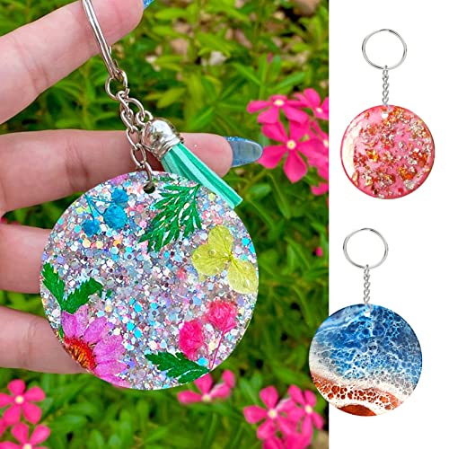 Juome Christmas Ornaments Resin Molds Silicone, 4 Pcs Round Shape Pendant Christmas Molds for Epoxy Resin, DIY Crafts Keychain Making Christmas Tree Juome