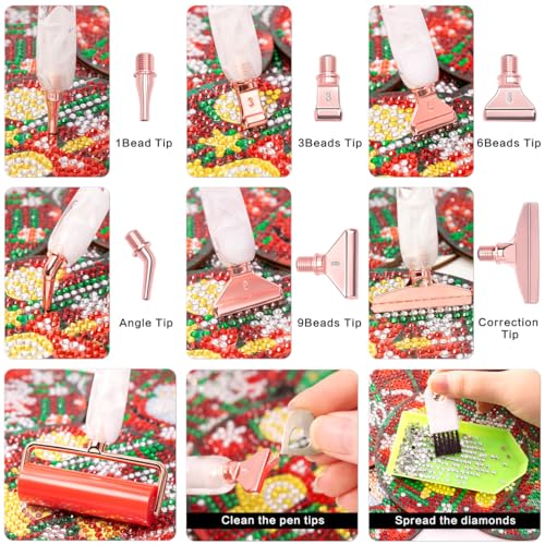 Praise V Do Diamond Painting Art Drill Pen Kit with Screw Stainless Steel Silver Metal Tip Nibs Placers Roller Tool Accessories, Ergonomic Diamond Praise V Do