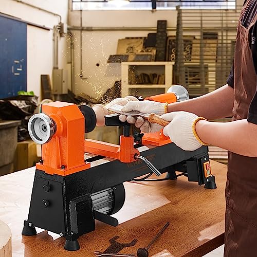 VEVOR Benchtop Wood Lathe, 10 in x 18 in, 0.5 HP 370W Power Wood Turning Lathe Machine, 5 Variable Speeds 780/1320/1920/2640/3840 RPM with Rod VEVOR