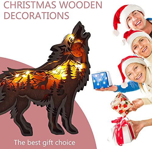 Linwnil Wolf 3D Forest Animal Wooden Wall Sculpture - Multi-Layer Art for Home Decor Linwnil