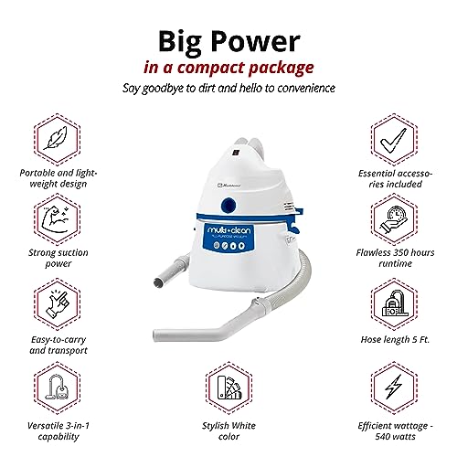 Koblenz WD-380K2B Portable Wet-Dry Vacuum, 3 Gallon 2.0HP w/Adjustable Floor Tool, Designer Series, White-5 Year Warranty Koblenz