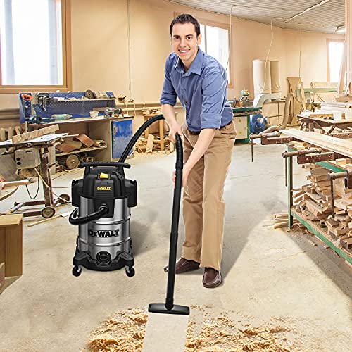 DeWalt DXV08S Wet/Dry Vacuum 8 Gallon 4 Peak HP, Stainless Steel, Silver DEWALT