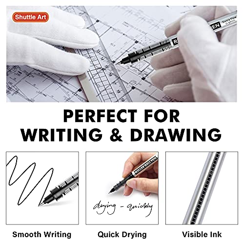 Shuttle Art RollerBall Pens, 25 Pack(21 black 2 blue 2 red) Fine Point Roller Ball Pens, 0.5mm Liquid Ink Pens for Writing Journaling Taking Notes Shuttle Art