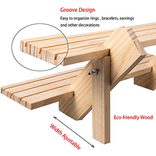 Eiyye Wood Desktop Display, Ring Earring Large Capacity Jewelry Display Stand, Figure Display Stand Craft Showing Organizer Tray For Retail Display Eiyye