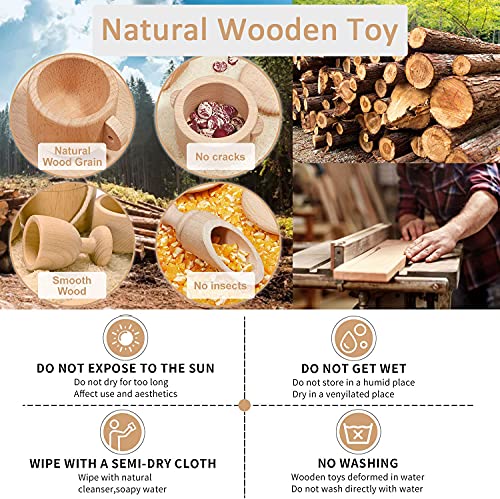 MONT PLEASANT Montessori Toys Sensory Bin Toys for 1 Year Old Toddlers, 11pcs Wooden Waldorf Toys Wooden Scoops and Tongs for Transfer Work and Fine MONT PLEASANT