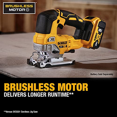 DEWALT 20V MAX XR Jig Saw, 3,200 Blade Speed, Cordless, Brushless Motor, LED Light, Bare Tool Only (DCS334B) DEWALT