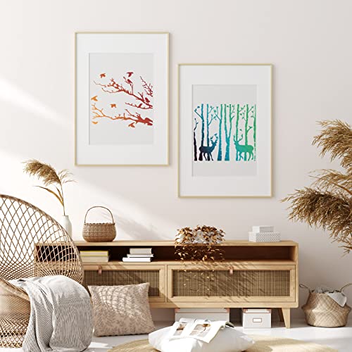 8 Pieces Reusable Tree Stencils Aspen Trees Stencils Reversed Branches Stencils Painting Tree Template Plastic Drawing Stencils for Canvas Wood Wall Chinco