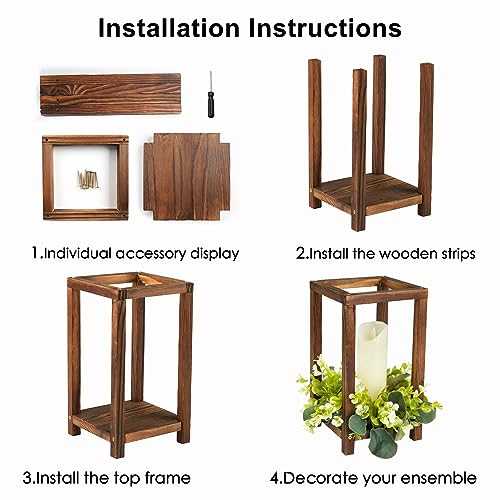 Neoflavie 12 Pcs Wooden Wedding Lantern Centerpiece, Lantern Candle Holder for Rustic Wedding Table Decoration, Farmhouse Candle Lantern for Neoflavie