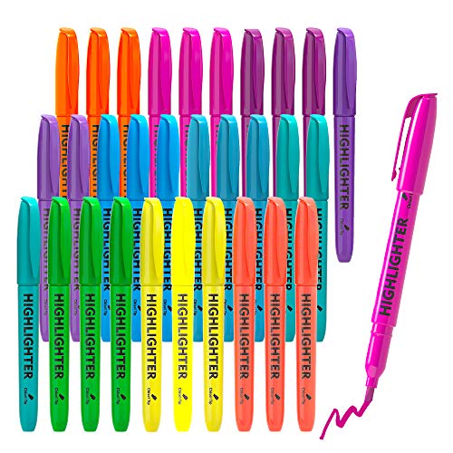 Lelix 30 Pack Highlighters, 10 Bright Colors, Chisel Tip, Quick Drying for Back to School, Office, Home, Ideal for Highlighting Underlining