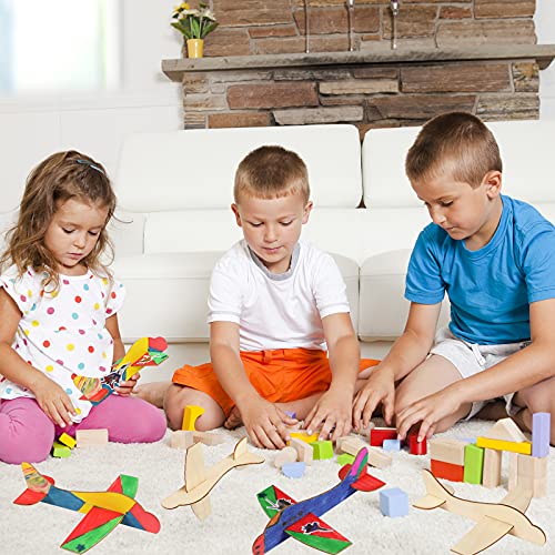 12 Pack DIY Wood Planes,Mini Airplane Paint and Decorate Wooden Airplane Craft Kits with Decorate Tools for Kids School Craft Decor Projects BAPHILE