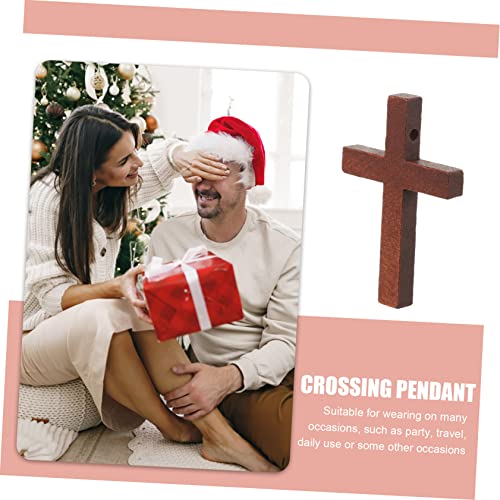 STOBOK 20pcs Cross Diy Pendant Jewelry Cross Charm Jesus Cross Figurine Wood Cross Embellishment Unfinished Wood Cross Unfinished Wood Charms STOBOK