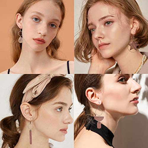 SUNNYCLUE 1 Box DIY 8 Pairs Wooden Dangle Earrings Geometric Wood Earrings Making Starter Kit with 16Pcs Earring Hooks 30Pcs Jump Rings for Women SUNNYCLUE