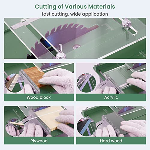 Huanyu Mini Table Saw Upgraded 300W 13000RPM Portable Precision Table Saws Set for DIY Crafts Woodworking 0-180 Angle Cutting Multifunctional 1.14IN Huanyu