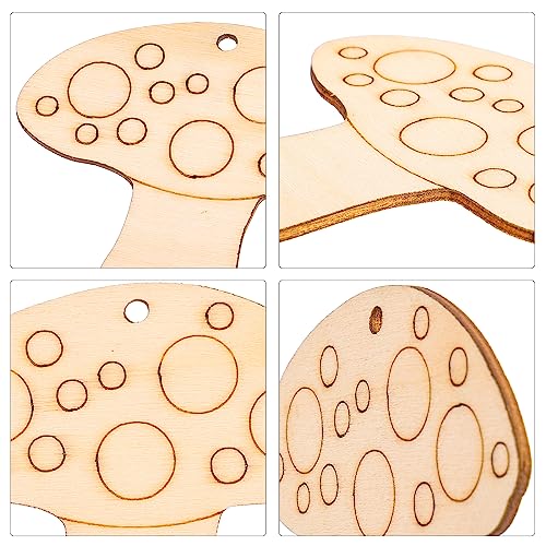 Healifty 10pcs Unfinished Wood Slices Mushroom Wood Cutouts with Twine Discs Wooden Ornaments DIY Crafts Hanging Embellishments Decoration for Healifty