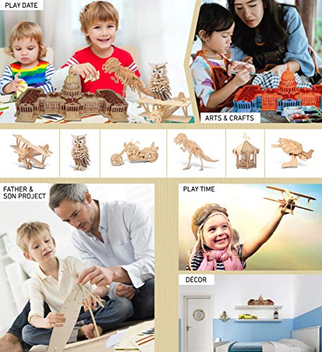 Puzzled 3D Puzzle The US Capitol Building Wood Craft Construction Model Kit Educational DIY Wooden Toy Assemble Model Unfinished Crafting Hobby Puzzled