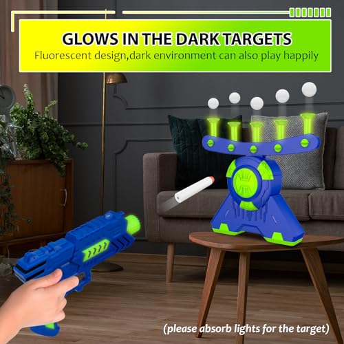 GMAOPHY Shooting Games Toy Gift for Age 5, 6, 7, 8, 9, 10+ Years Old Kids, Glow in The Dark Boy Toy Floating Ball Targets with Foam Dart Toy Blaster, GMAOPHY