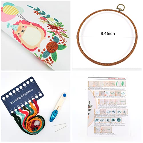 Maydear Stamped Embroidery Kit for Beginners with Pattern, Cross Stitch kit, Embroidery Starter Kit Including Embroidery Hoop, Color Threads and Maydear