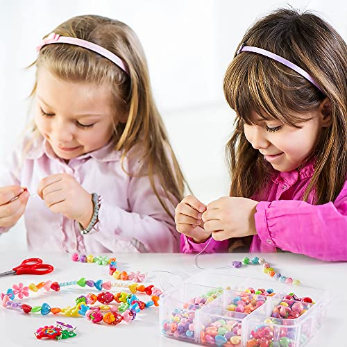 Beads for Kids Crafts, 1100 Jewelry Making Kit Includes Scissor, String, Instruction and Accessories for Bracelet Making, Toys for Girls by Inscraft INSCRAFT