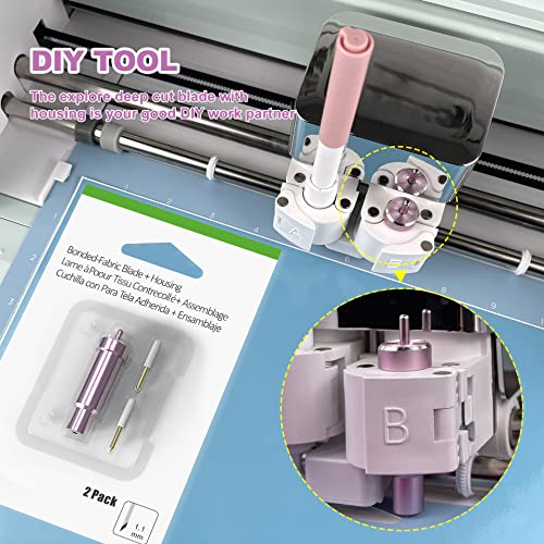 Explore Bonded-Fabric Cut Housing + Replacement Cutting Blade Compatible with Explore Air2/ Air3/ Maker/Maker 3 Cutting Machines, Original Version(2 Hadwoer