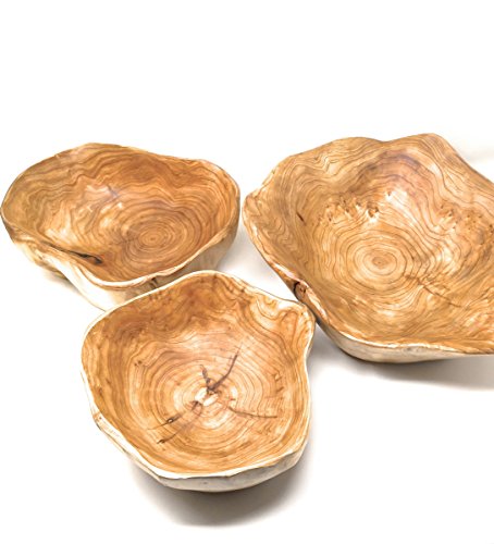 THY COLLECTIBLES Wooden Bowl Handmade Storage Natural Root Wood Crafts Bowl Fruit Salad Serving Bowls (Small 8"-10") THY COLLECTIBLES