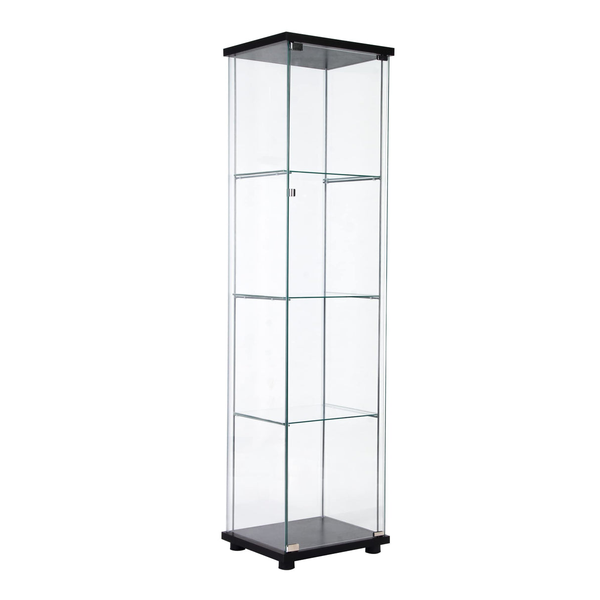 Zacis Contemporary 4-Tier Glass Display Cabinet with Doors - Stylish Floor Standing Curio for Home Decor Zacis