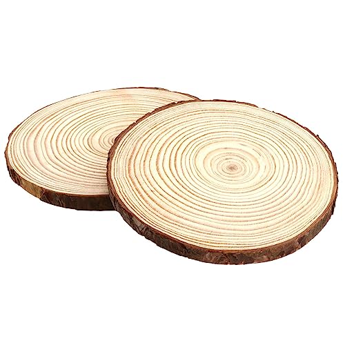 JAPCHET 50 PCS 5-5.5 Inch Natural Wood Slices, Wooden Circle Slices with Bark Unfinished Wood Discs for Home Decorations and Christmas Ornaments JAPCHET