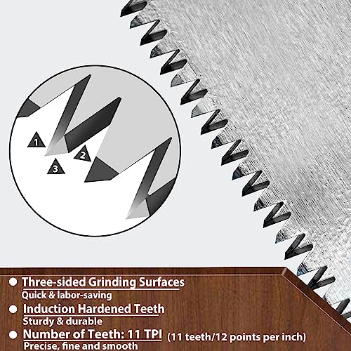 Plowfar 14 inch Hand Saw 11TPI Pro Fine Cut for Wood, Plastic Pipes, Drywall, Trees Trimming & Pruning, Sharp Manual Saw for Woodworking, Red PLOWFAR