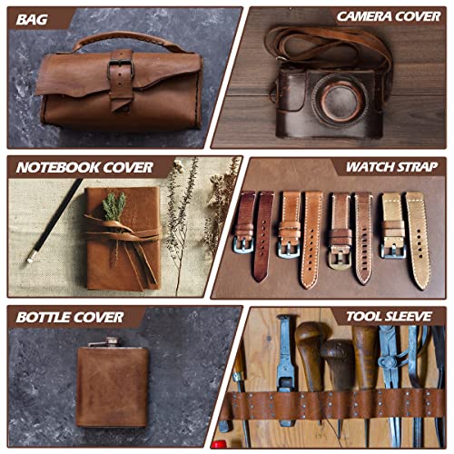 RingSun 12''X24'' Genuine Leather Sheets for Crafts Full Grain Leather Tooling Leather (2mm) Thick Cowhide Leather Pieces Square, Dark Brown Ringsun