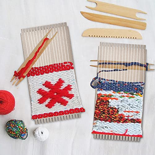 Aemygo 30 Pack Cardboard Weaving Looms, Wide Notch Weaving Loom for Kids, Beginner Square Weaving Boards for Knitting Sewing Crochet Basket Teaching Aemygo