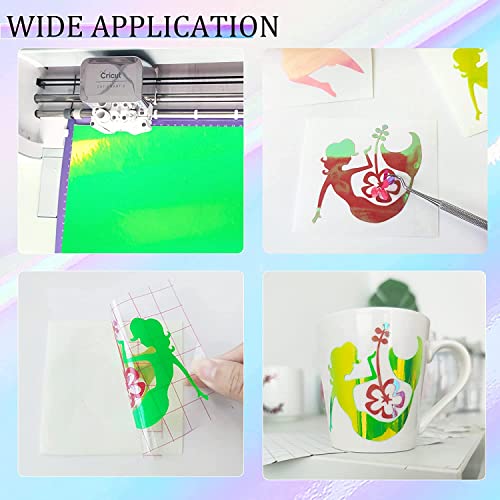 Prime Vinyl Holographic Vinyl Permanent, Holographic Vinyl for Cricut, 12” x 12” 9 Sheets/Pack, Holographic Opal Craft Adhesive Vinyl Sheets for Prime Vinyl