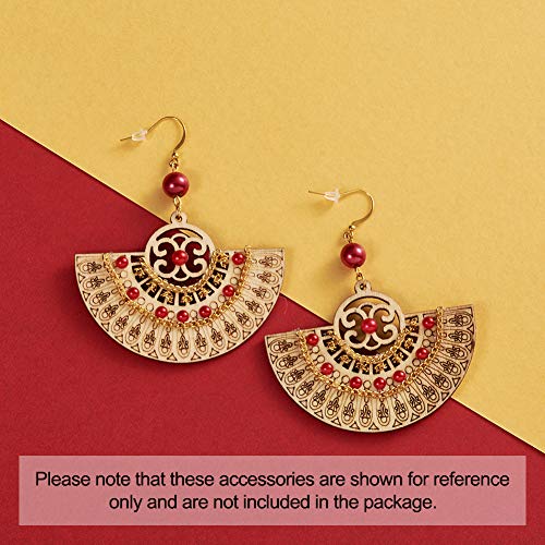 Pandahall 10pcs Undyed Nature Flat Round Wood Beads Pendants 2.55x1.85 Inch Hollow Wooden Charms for Jewelry Making (Wheat) PandaHall