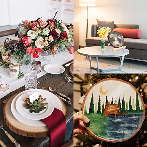 Fuyit Wood Slices 6 Pcs 6-6.3 Inches Unfinished Natural Tree Slice Wooden Circle with Bark Log Discs for DIY Arts and Craft Rustic Wedding Christmas Fuyit