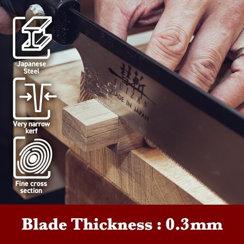 SUIZAN Japanese Pull Saw Hand Saw 7 Inch Dozuki Dovetail Saw Tenon Saw for Cross Cut Rip Cut Angle Cut Woodworking tools Gifts SUIZAN
