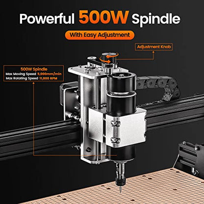 IKLESTAR 500W Spindle CNC Machine for Metal, 3 Axis Desktop CNC Router with Offline Controller, 430 x 390 x 90mm Working Area