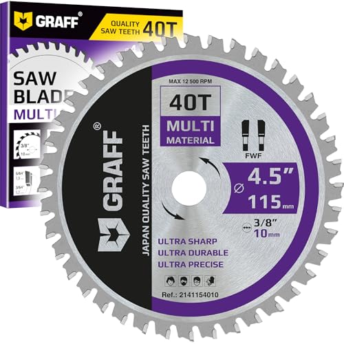 GRAFF 4-1/2-Inch Circular Saw Blade with 3/8-Inch Arbor - 40-Teeth Grinder Saw Blade for Aluminium, Metal, Wood, Plywood, Drywall, Plastic - Wood GRAFF