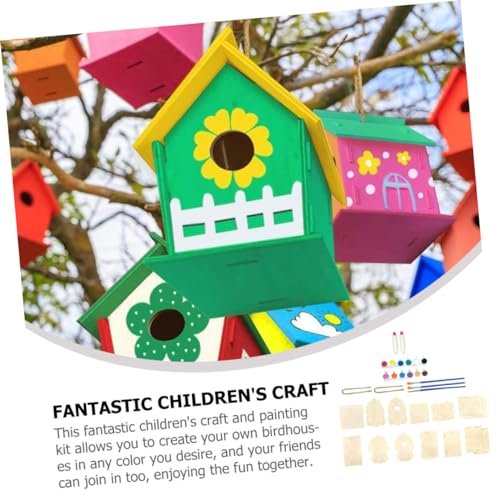 TEHAUX 1 Set House Lanyard Wind Chime kit Unfinished Arts Kits Kids Craft Wind Chime Ornament Wind Chime Pendant Decorations Wood Outdoor Child TEHAUX