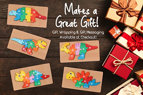 MONTESSORI MAMA Toddler Puzzles for Kids Ages 3-5 Dinosaur Puzzle 5-Pack, Montessori Toys for 3 Year Olds, Toddler Toys Age 2-4 Gifts for 3 Year Old Montessori Mama