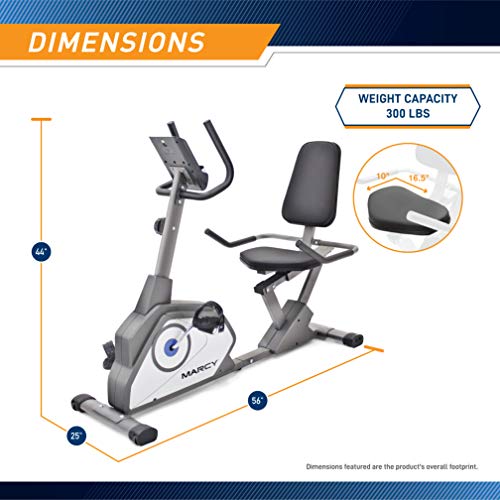 Marcy Magnetic Recumbent Exercise Bike with 8 Resistance Levels NS-40502R,Grey MARCY