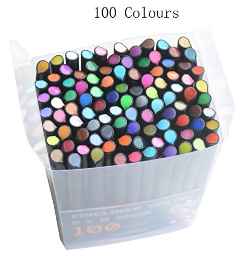 Yansanido 100 Pcs 100 Colors Fine Point Line Drawing Pens, 0.4mm of Pen Point for Painting, School and Office Supplies (100 colors) Yansanido