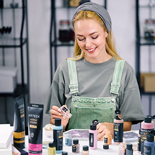 Arteza Mica Powder, Set of 60 Colors x 0.18 oz Jars, Craft Supplies for Paint, Epoxy Resin, Candle Making & DIY Crafts ARTEZA