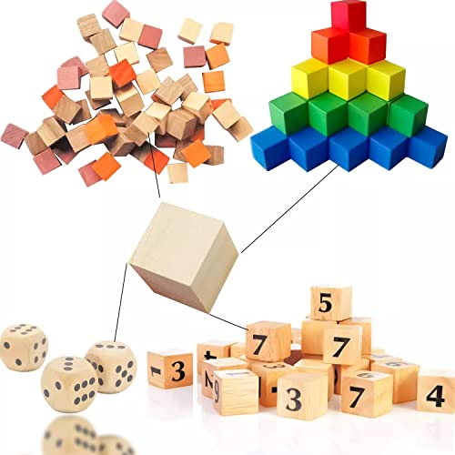 Wood Blocks for Crafts, Unfinished Wood Cubes, 1cm Natural Wooden Blocks, Pack of 300 Wood Square Blocks, Wooden Cubes for Arts and Crafts and DIY SIWUCHYE