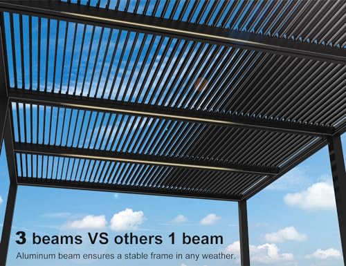 PURPLE LEAF Louvered Pergola 12' x 20' Outdoor Aluminum Pergola with Adjustable Roof for Deck Backyard Garden Grey Hardtop Gazebo PURPLE LEAF