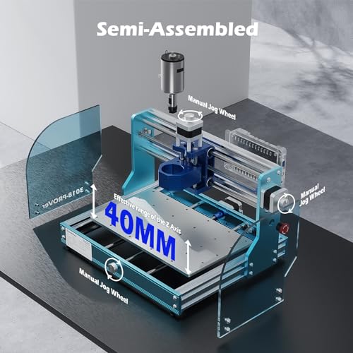 Genmitsu 3018-PROVer V2 CNC Milling Machine, Desktop CNC for Beginner with Limit Switches & Emergency-Stop, Upgraded Z Axis Aluminum Spoilboard, Genmitsu