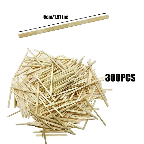 Cayway 300 Pieces Miniature Wood Sticks Wooden Dowels Unfinished Hardwood Strips Natural for DIY Crafts Model Making Production of Railing Cayway