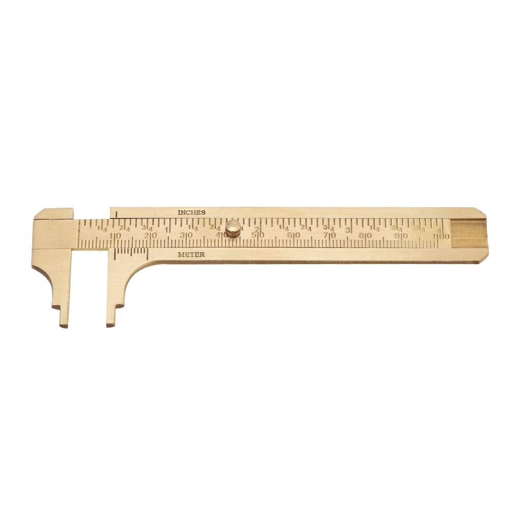 Calipers Measuring Tool, Vintage Style Brass Vernier Caliper Ruler Dual Scales (MM/Inch) Lightweight Portable High Precision Measurement Tool (100mm) Jadeshay