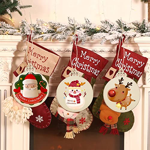 LEBERY 50Pcs Wooden Christmas Ornaments Unfinished Natural Wood Slices Predrilled Wooden Christmas Cutouts for Crafts to Paint DIY Centerpieces LEBERY
