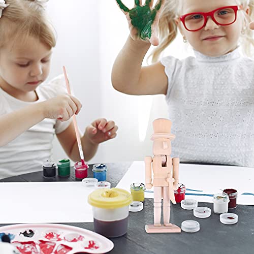 FOMIYES Unpainted Nutcracker,1 Set Unfinished Wood Nutcracker Ornaments to Paint Wooden Nutcracker Figurines DIY Craft with Wig Paint Brush Color DIY FOMIYES