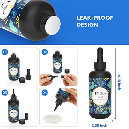UV Resin - Wayin 200g Upgrade Ultraviolet Epoxy Resin Crystal Clear Hard Glue Solar Cure Sunlight Activated Resin for Handmade Jewelry, DIY Craft Wayin