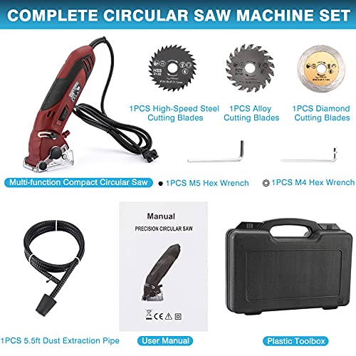 IRONWALLS Mini Circular Saw Set, 400W 3400RMP Multi-Functional Circular Saw Machine with 3PCS Carbide Tipped Blade, 110V Hand-Held Corded Electric IRONWALLS