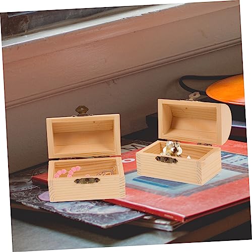 Unomor 2Pcs big wooden box Storage rack decorative boxes for storage dried flower box Jewelry box manual wooden box jewelry unfinished wood bin Unomor